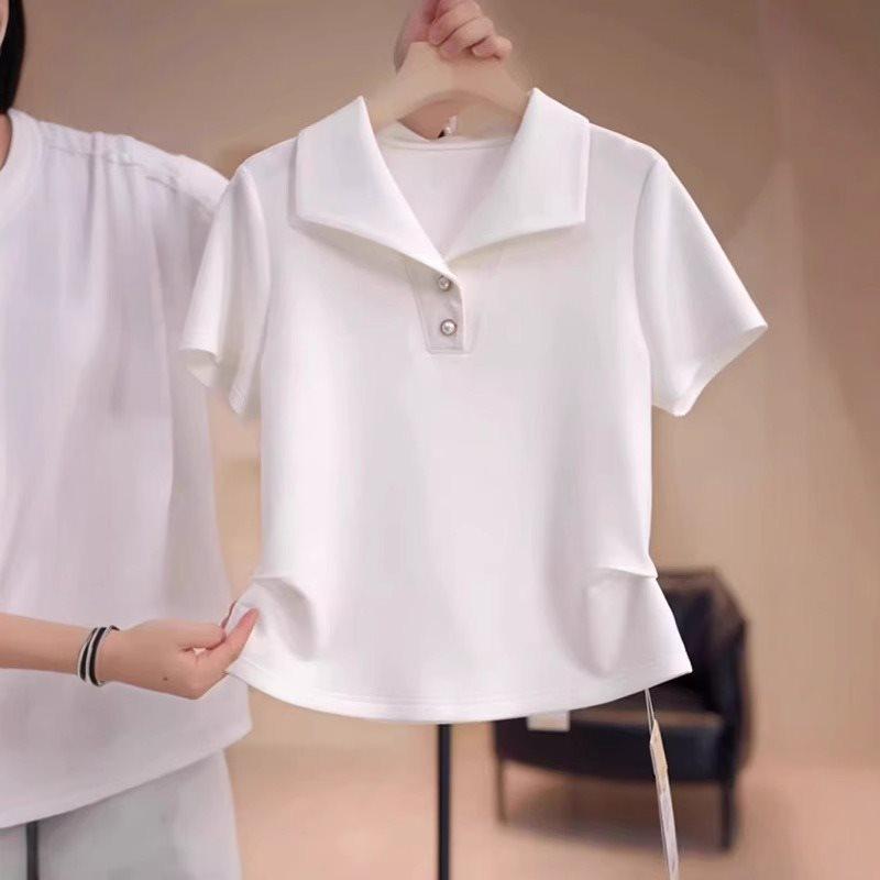 Plus Size Women s Turn-Down Collar Waist-Gathering Solid Short Sleeve T-Shirt - Korean Chic Slimming Top
Plus Size Women s Turn-Down Collar Waist-Gathering Solid Short Sleeve T-Shirt - Korean Chic Slimming Top