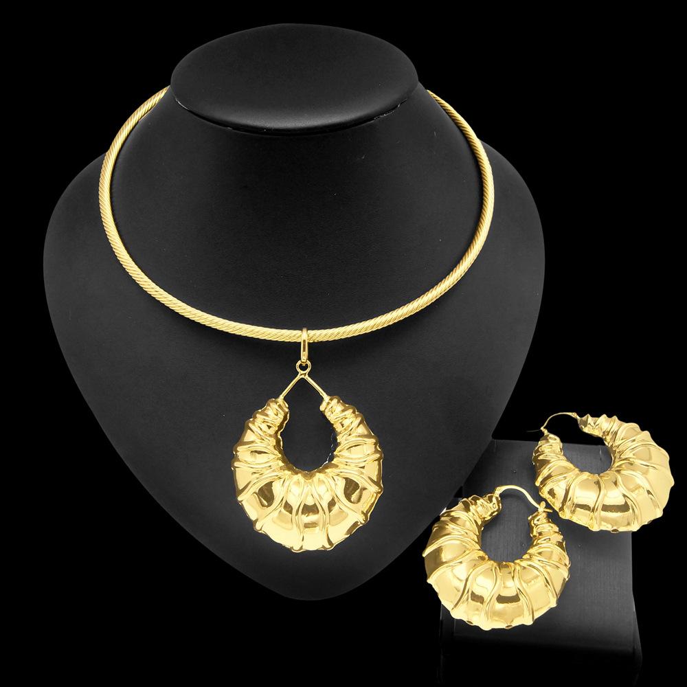 Комплект украшений из гальванического медного сплава 24K, ожерелье, серьги, женское ожерелье из двух частей
Комплект украшений из гальванического медного сплава 24K, ожерелье, серьги, женское ожерелье из двух частей