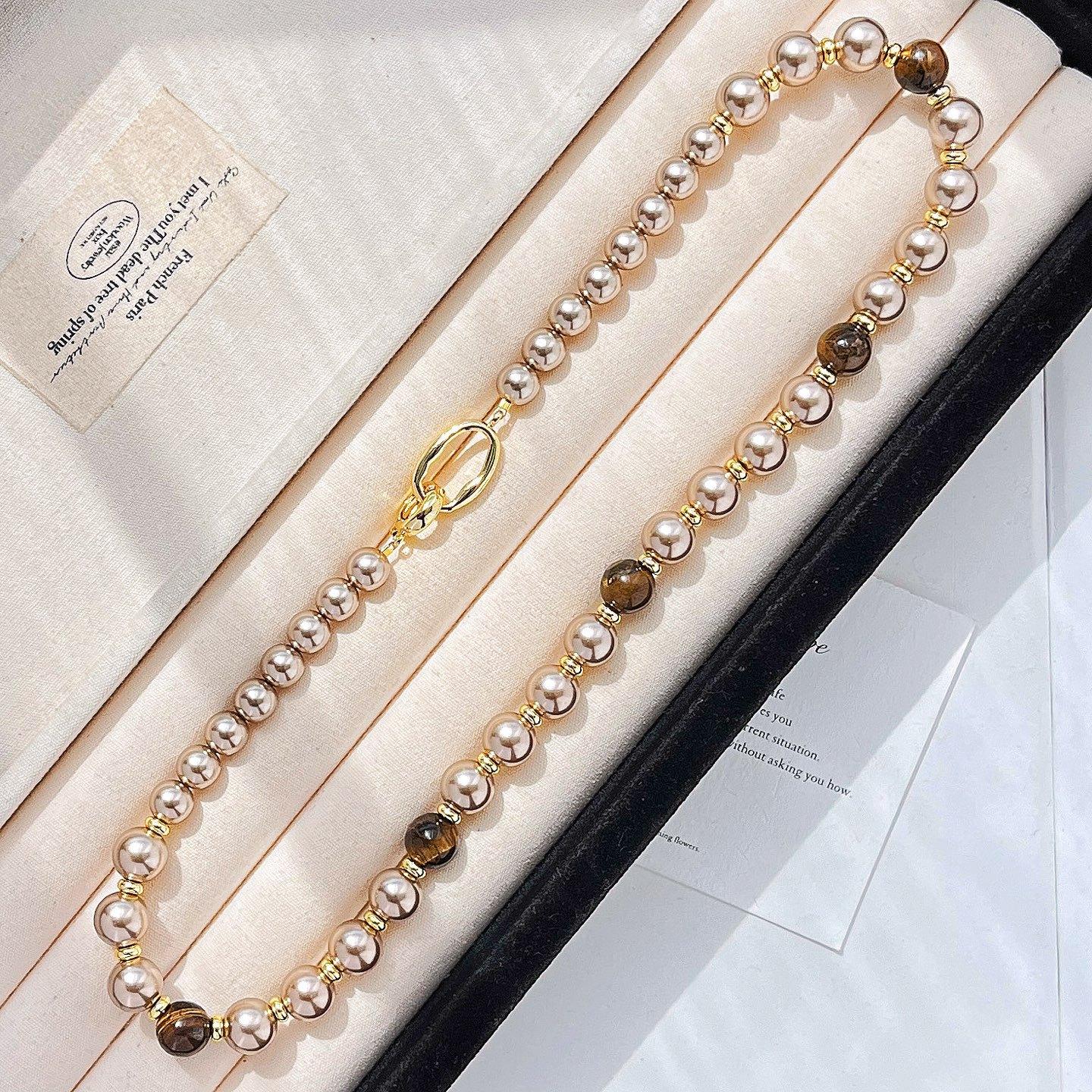 High Quality Maillard Natural Boutique Tiger S Eye Stone Brown Artificial Crystal Pearl Necklace Neck Chain Hair
High Quality Maillard Natural Boutique Tiger S Eye Stone Brown Artificial Crystal Pearl Necklace Neck Chain Hair