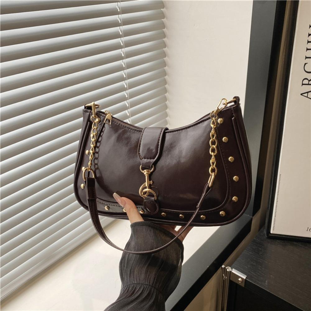 Casual PU Women Shoulder Bag Water-Resistant with Hook Lock Crossbod Bag Metal Rivet Decoration Large Capacity Underarm Bag
Casual PU Women Shoulder Bag Water-Resistant with Hook Lock Crossbod Bag Metal Rivet Decoration Large Capacity Underarm Bag