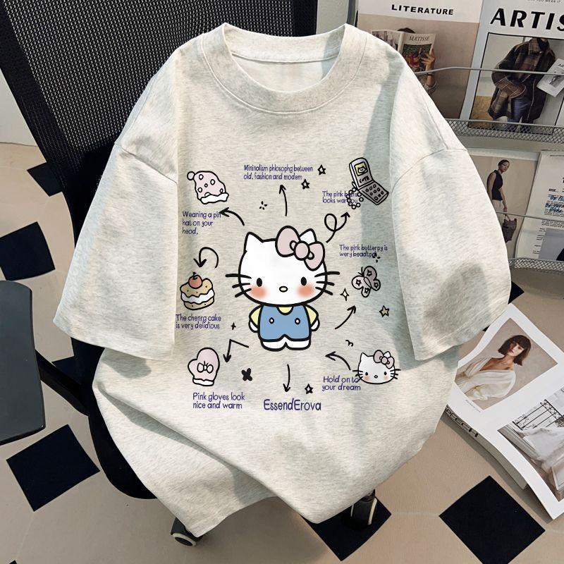 Hello Kitty Pure Cotton Heavyweight Cute Short Sleeved Tshirt for Girls Summer Fashion Cartoon Print Versatile Casual Loose Tops S
Hello Kitty Pure Cotton Heavyweight Cute Short Sleeved Tshirt for Girls Summer Fashion Cartoon Print Versatile Casual Loose Tops S