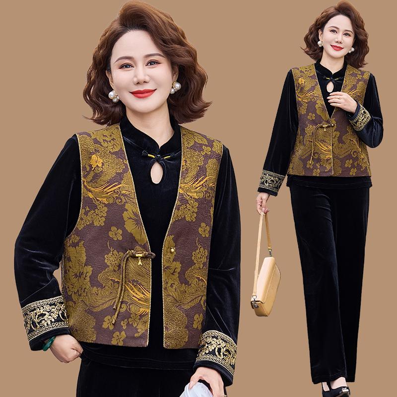 Elegant Chinese-Inspired Spring Vest Suit: 2026 New Style Three-Piece Set for Middle-Aged Women. 5XL 150-160 lbs жовтий
Elegant Chinese-Inspired Spring Vest Suit: 2026 New Style Three-Piece Set for Middle-Aged Women. 5XL 150-160 lbs жовтий