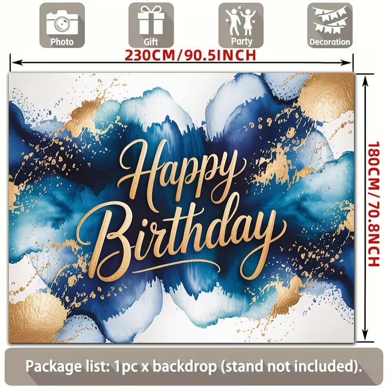 2D Blue Gold Ink Wash Happy Birthday Backdrop Banner Photography Background for Men Party 47.2x31.5inch/120*80cm
2D Blue Gold Ink Wash Happy Birthday Backdrop Banner Photography Background for Men Party 47.2x31.5inch/120*80cm