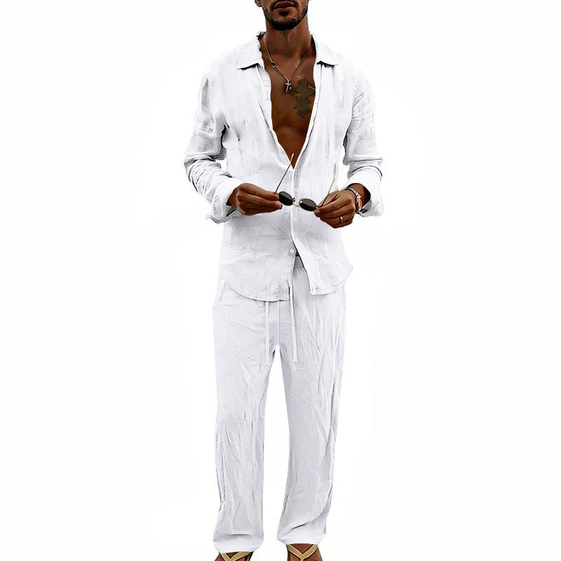 Men s casual, loose-fitting, breathable linen long-sleeved shirt and straight-leg trousers set S
Men s casual, loose-fitting, breathable linen long-sleeved shirt and straight-leg trousers set S
