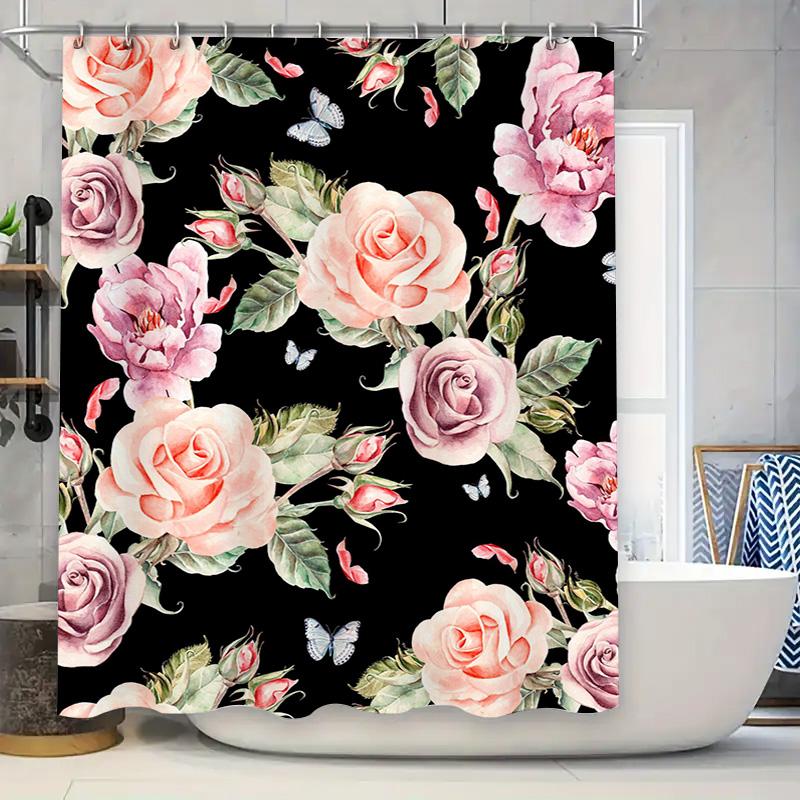 Watercolor Floral Shower Curtain Black Pink Rose Garden Decor Home Bathroom Decoration Customizable Size Available For Purchase W60H190(CM)-1 Pcs
Watercolor Floral Shower Curtain Black Pink Rose Garden Decor Home Bathroom Decoration Customizable Size Available For Purchase W60H190(CM)-1 Pcs