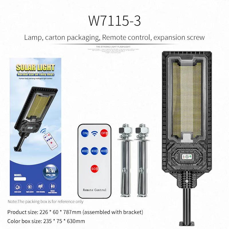 Мощные уличные солнечные фонари, светодиодные садовые лампы, лампы на солнечных панелях, водонепроницаемый датчик движения, уличный фонарь w7115-3