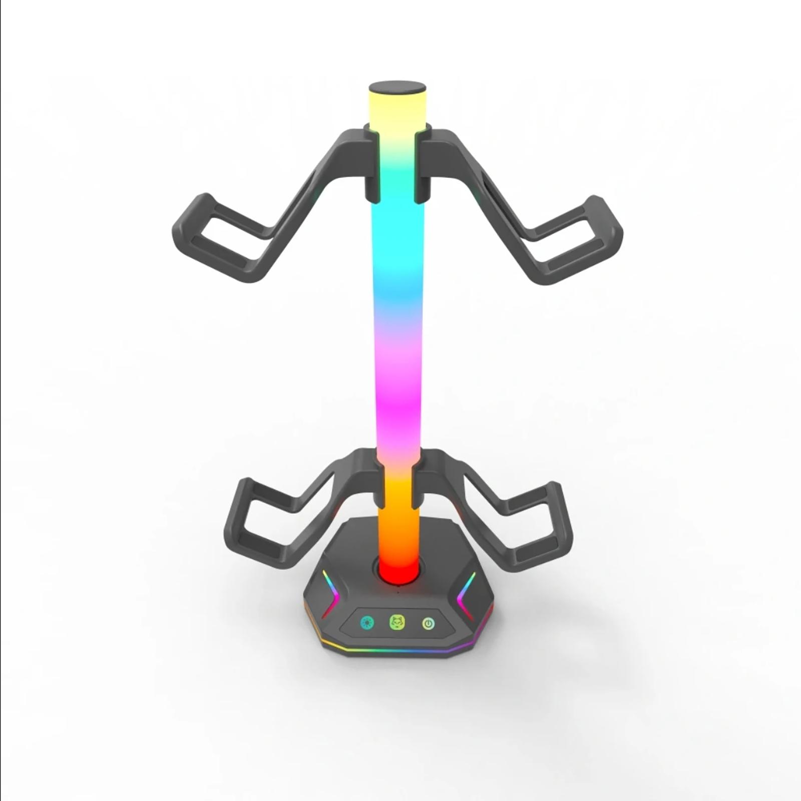 Подставка для наушников RGB, держатель игрового контроллера, настольный держатель игровой гарнитуры с 9 режимами освещения, 2 USB-зарядками и 1 Type-C, для ПК, аксессуары для наушников чёрный
Подставка для наушников RGB, держатель игрового контроллера, настольный держатель игровой гарнитуры с 9 режимами освещения, 2 USB-зарядками и 1 Type-C, для ПК, аксессуары для наушников чёрный