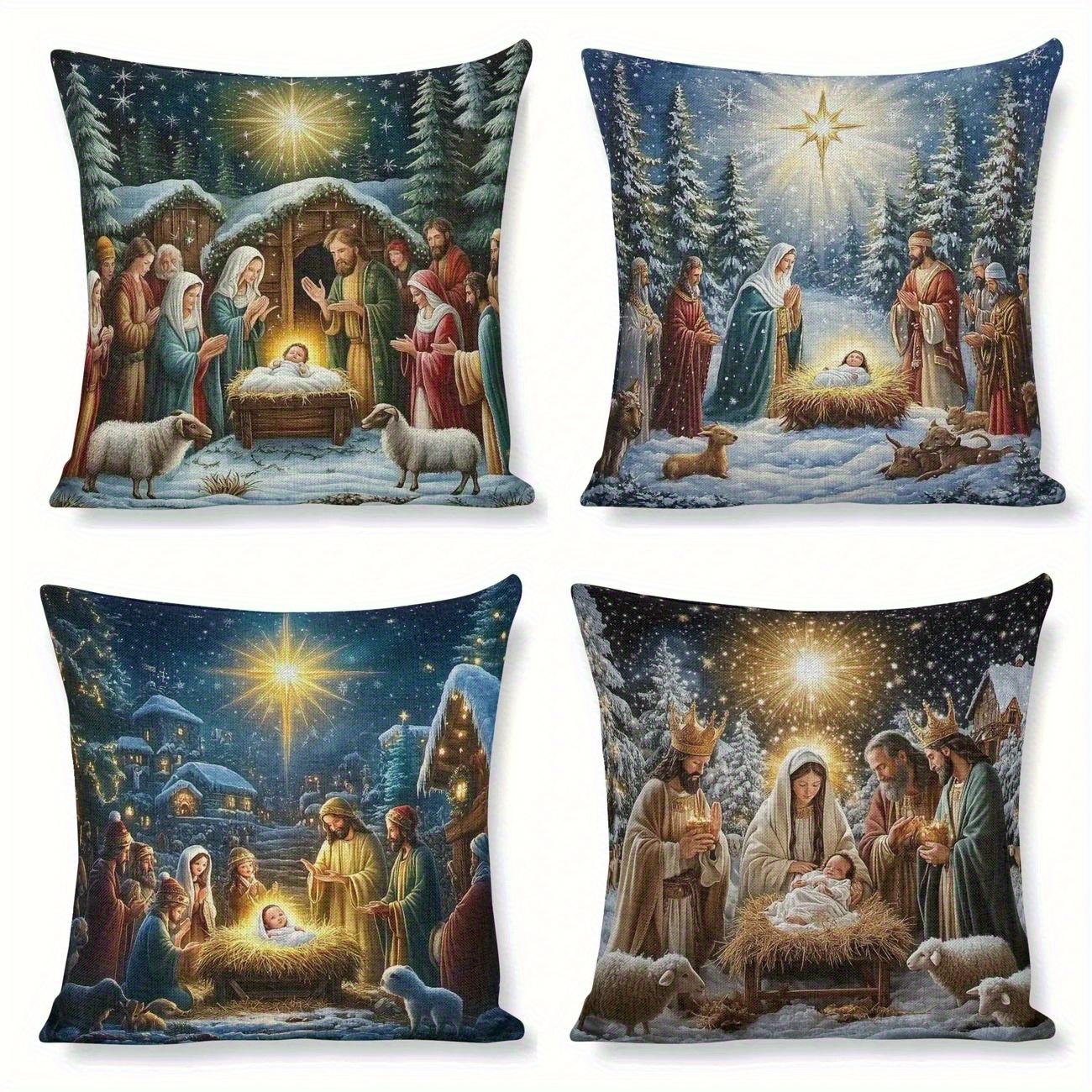4-piece Floral Polyester Decorative Pillowcase Set, Featuring a Christmas Scene - Machine Washable, Ideal for Daily Use 35x35cm 4pcs
4-piece Floral Polyester Decorative Pillowcase Set, Featuring a Christmas Scene - Machine Washable, Ideal for Daily Use 35x35cm 4pcs