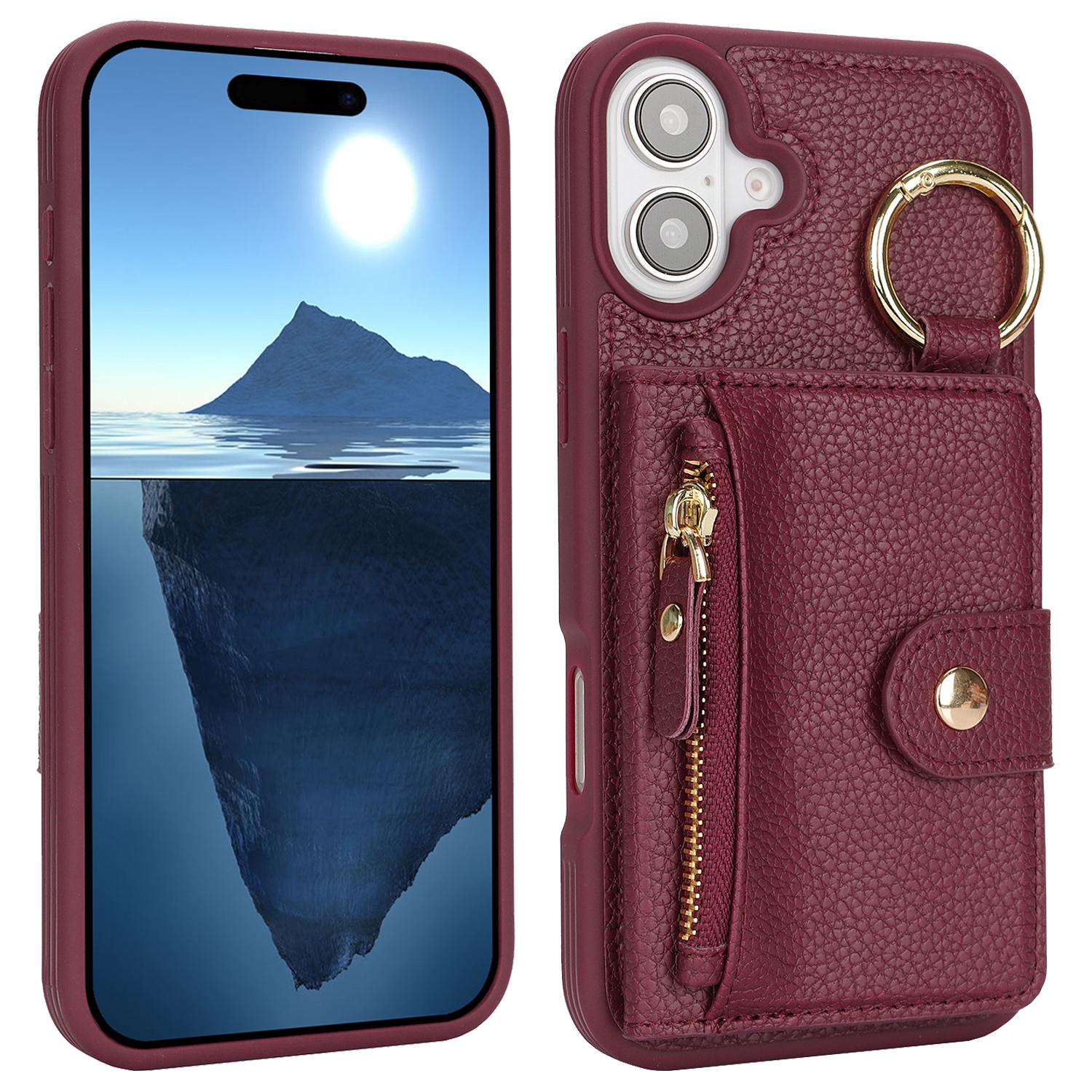 For iPhone 16 Plus Case Litchi Textured PU Leather+TPU Kickstand Phone Cover with Card Slot Wine Red
For iPhone 16 Plus Case Litchi Textured PU Leather+TPU Kickstand Phone Cover with Card Slot Wine Red