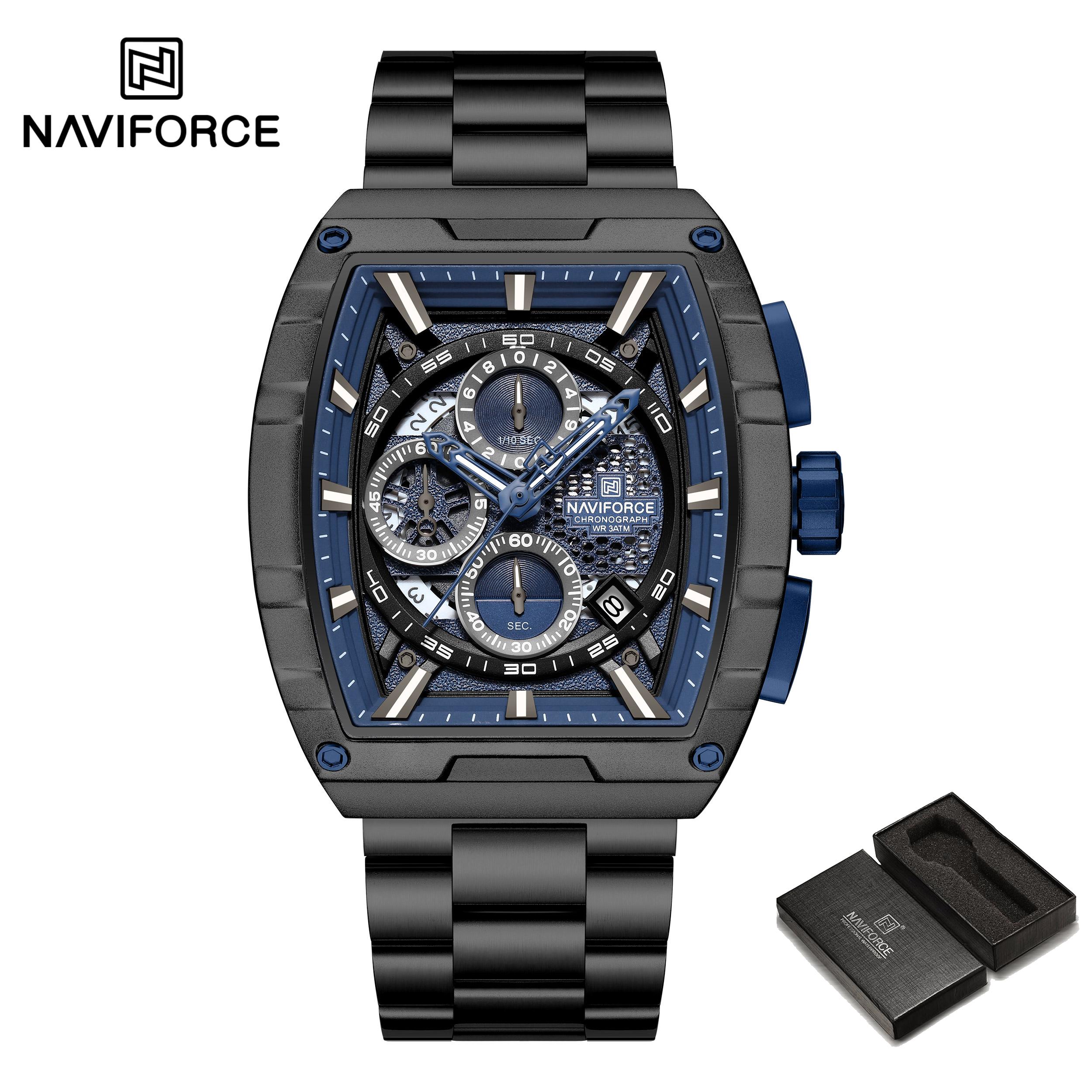 Чоловічий кварцовий годинник NAVIFORCE з календарем, секундоміром, хронографом, люмінесцентними стрілками, ремінцем з нержавіючої сталі, водозахисний, для активного відпочинку, NF8066 чорний/синій
Чоловічий кварцовий годинник NAVIFORCE з календарем, секундоміром, хронографом, люмінесцентними стрілками, ремінцем з нержавіючої сталі, водозахисний, для активного відпочинку, NF8066 чорний/синій