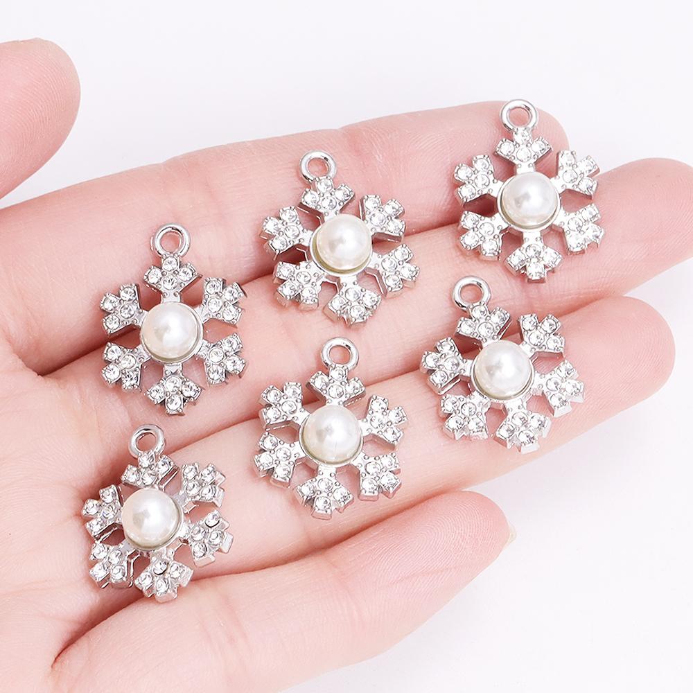 10Pcs Delicate Pearl Zircon Snowflake Pendant Alloy Metal Charms for Diy Jewelry Making Necklaces Earrings Craft Accessories
10Pcs Delicate Pearl Zircon Snowflake Pendant Alloy Metal Charms for Diy Jewelry Making Necklaces Earrings Craft Accessories