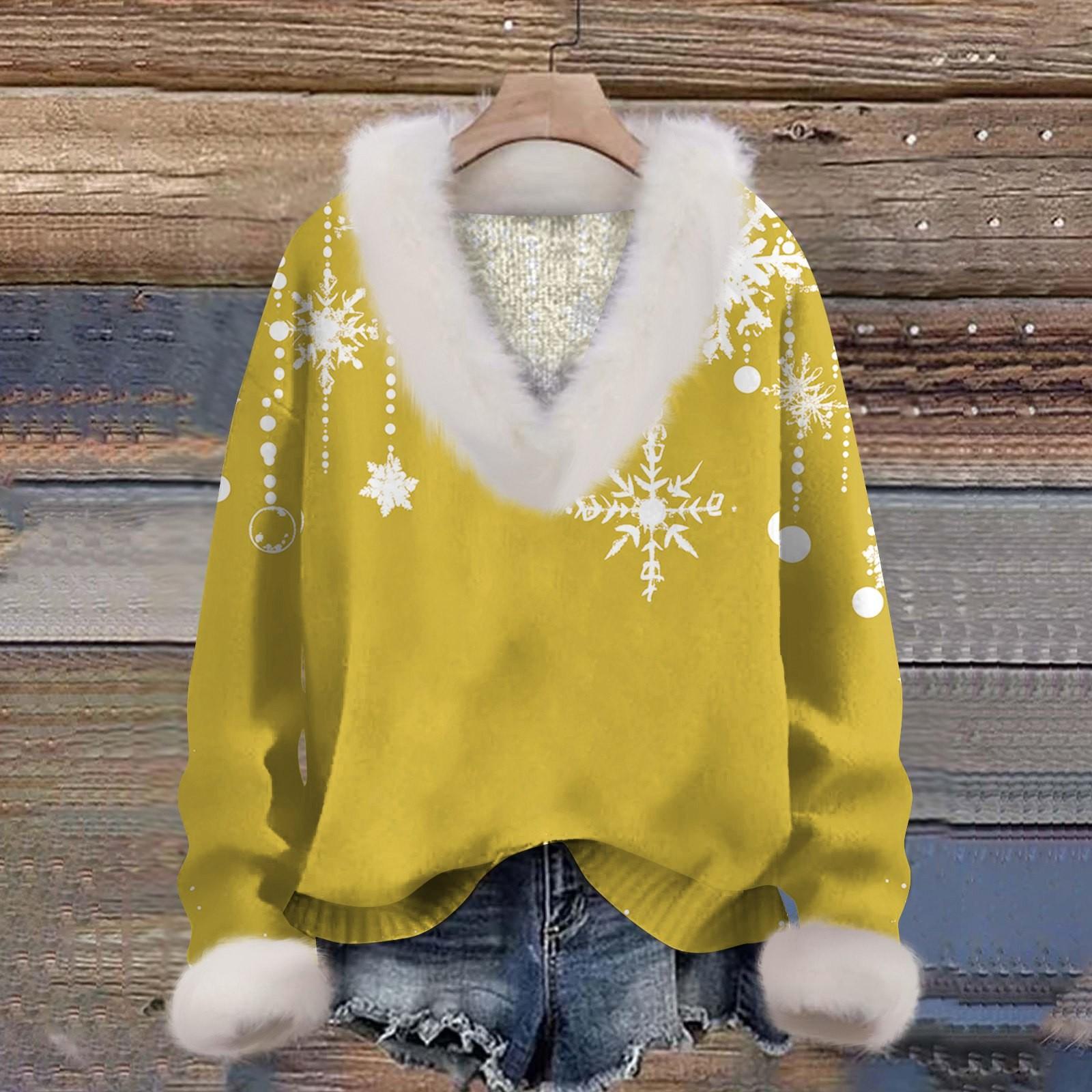 Женская толстовка с длинным рукавом, рождественским принтом, плюшевым воротником, V-образным вырезом, пуловер XL жёлтый
Женская толстовка с длинным рукавом, рождественским принтом, плюшевым воротником, V-образным вырезом, пуловер XL жёлтый
