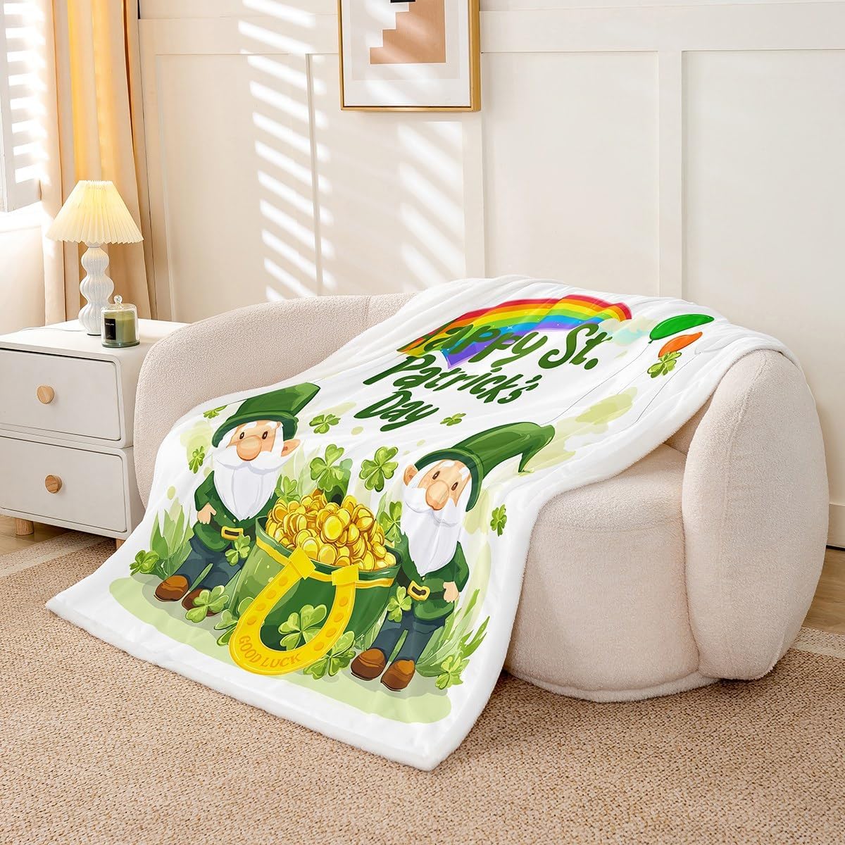 Cozy Warm Boys Girls Spring Holiday Fleece Throw Blanket for Kids Women Men Ultra Soft Green Lucky Shamrock Sherpa Blanket Plush 75x90cm
Cozy Warm Boys Girls Spring Holiday Fleece Throw Blanket for Kids Women Men Ultra Soft Green Lucky Shamrock Sherpa Blanket Plush 75x90cm