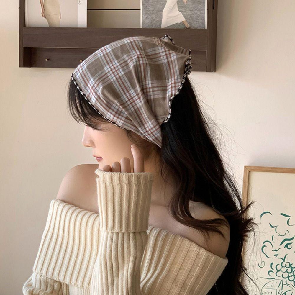 Cotton Lattice Headscarf Turban Triangular Hair Band Pastoral Style Headscarf Clothing Accessories Style5
Cotton Lattice Headscarf Turban Triangular Hair Band Pastoral Style Headscarf Clothing Accessories Style5