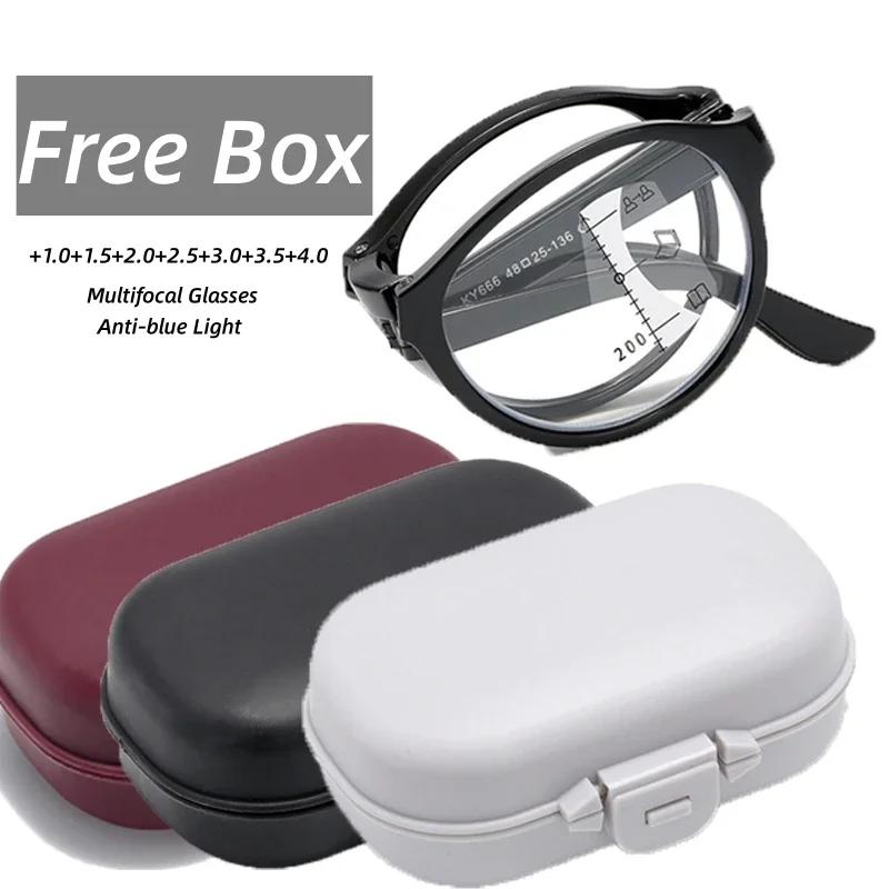 Fashion New Trend Folding Glasses with Box Fashion Round Frame Multifocal Reading Glasses Retro Near Far Presbyopia Eyewear +1.0 To +4.0
Fashion New Trend Folding Glasses with Box Fashion Round Frame Multifocal Reading Glasses Retro Near Far Presbyopia Eyewear +1.0 To +4.0