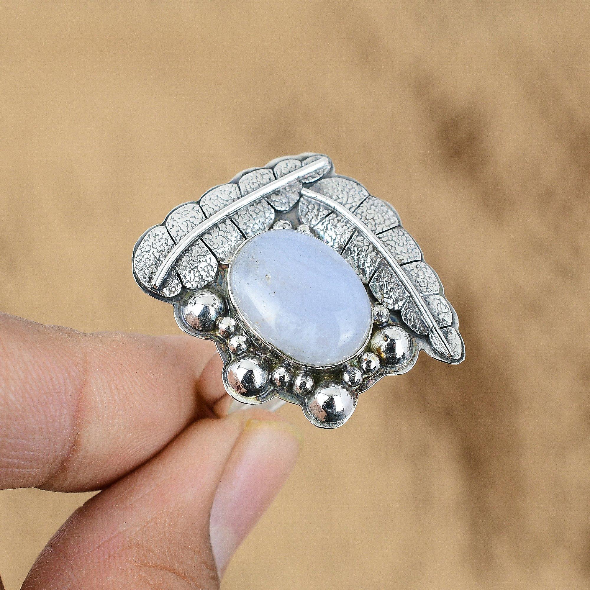 925 Sterling Silver Blue Lace Agate Stone Engagement Promise Statement New Ring Yes
925 Sterling Silver Blue Lace Agate Stone Engagement Promise Statement New Ring Yes