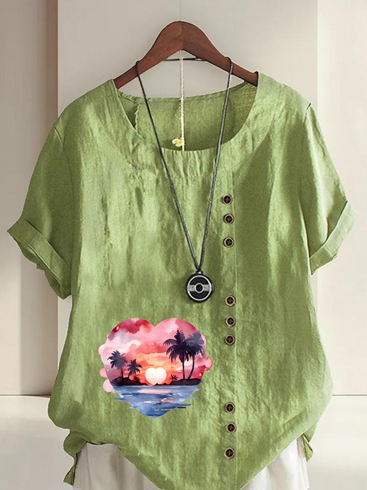 Women s Fashion Heart-shaped Scenery Printing Shot Sleeve T-shirt Loose Cotton Shirt Casual Loose Summer Blouse Tops Plus Size 5XL зелений
Women s Fashion Heart-shaped Scenery Printing Shot Sleeve T-shirt Loose Cotton Shirt Casual Loose Summer Blouse Tops Plus Size 5XL зелений