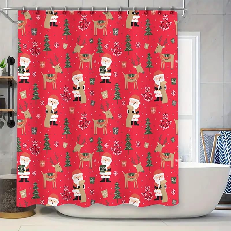 Christmas Shower Curtain With Santa Claus Reindeer Patternfestive Decor For Bathroom, Easy Installation, Waterproof Fabric (Red) W60H190(CM)-1 Pcs
Christmas Shower Curtain With Santa Claus Reindeer Patternfestive Decor For Bathroom, Easy Installation, Waterproof Fabric (Red) W60H190(CM)-1 Pcs