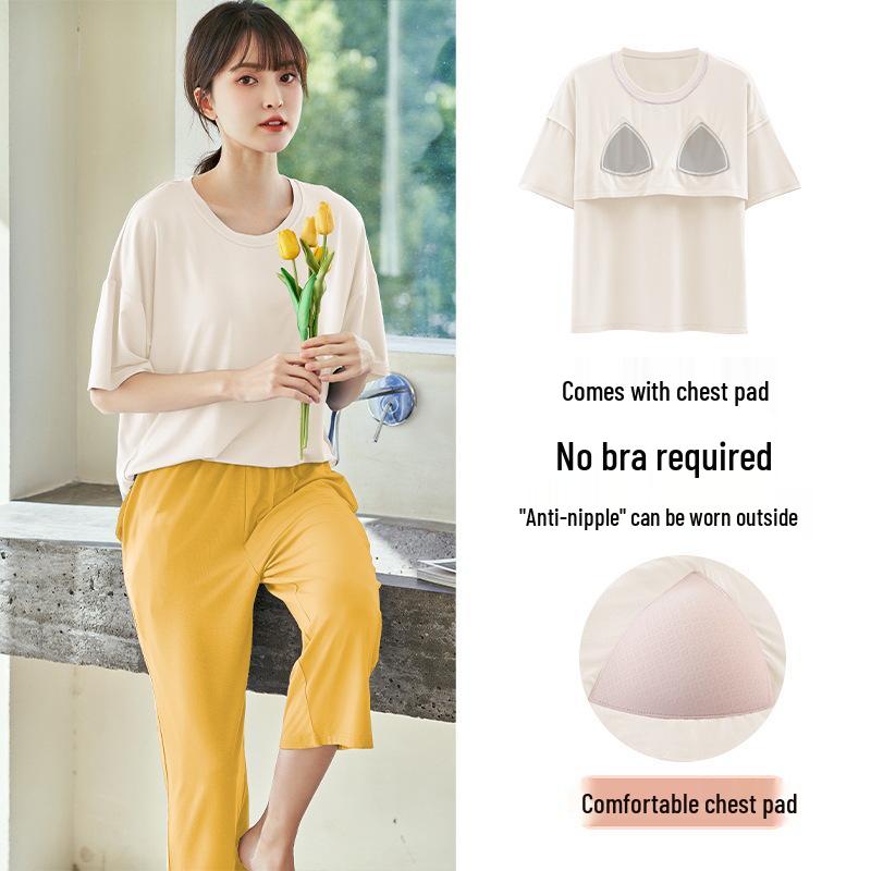 Женский летний модальный пижамный комплект - футболка с коротким рукавом и капри, можно носить на улице L (95-115 jin)
Женский летний модальный пижамный комплект - футболка с коротким рукавом и капри, можно носить на улице L (95-115 jin)