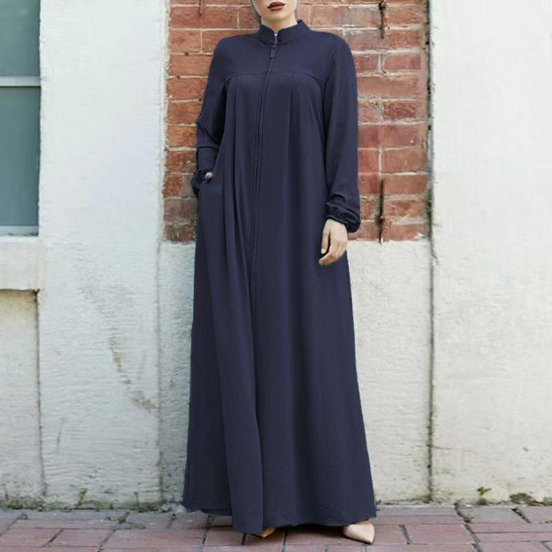 Oversized Women Ramadan Abayas Front Zipper Up Musulman Dress Pockets Stand Collar Solid Clothing Loose XXXXL темно-синього кольору
Oversized Women Ramadan Abayas Front Zipper Up Musulman Dress Pockets Stand Collar Solid Clothing Loose XXXXL темно-синього кольору