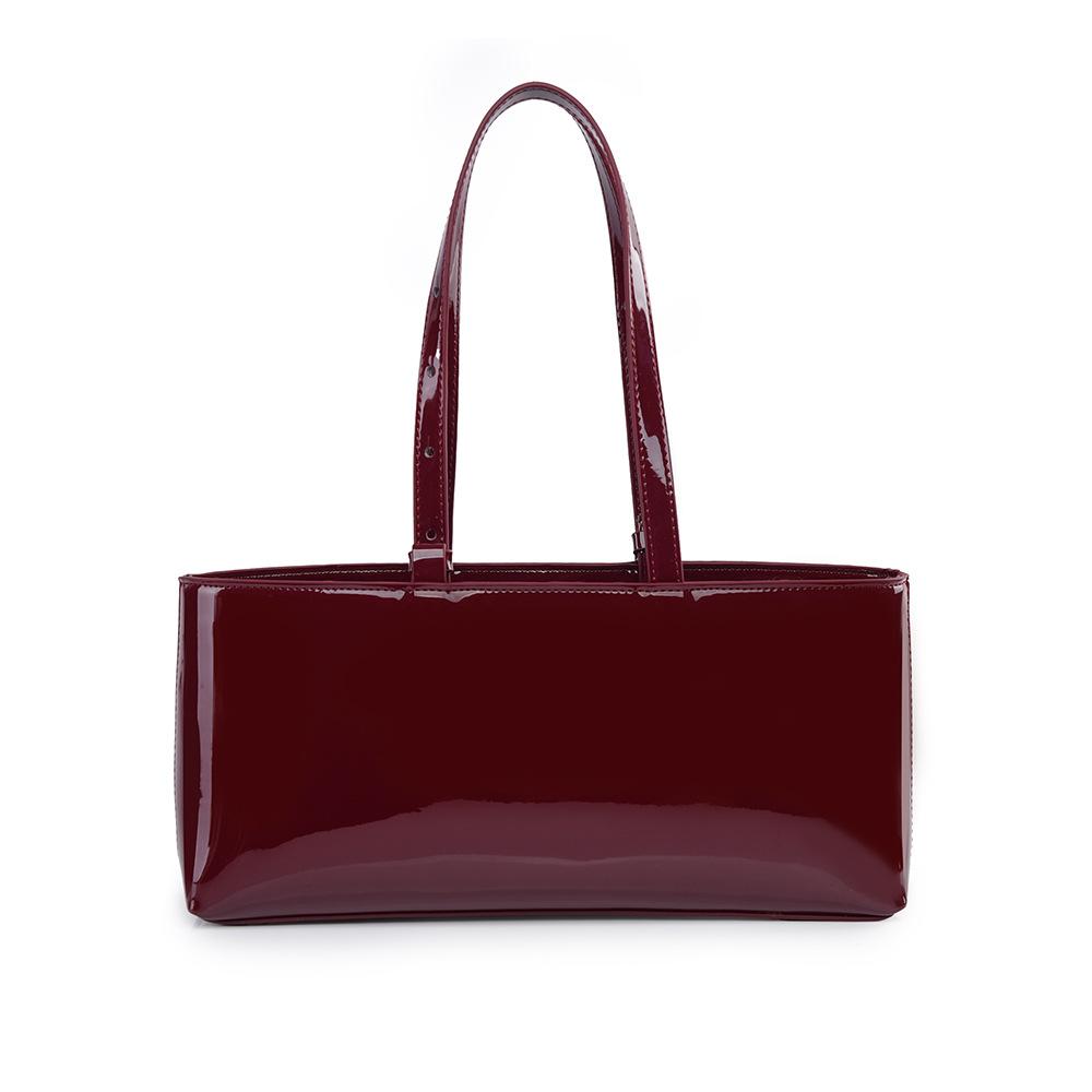 Женская модная сумка через плечо, высококлассная сумка, корейская нишевая сумка из лакированной кожи, большая вместимость, сумка для мамы и ребенка, сумка для поездок на работу, оптовая продажа бордовый