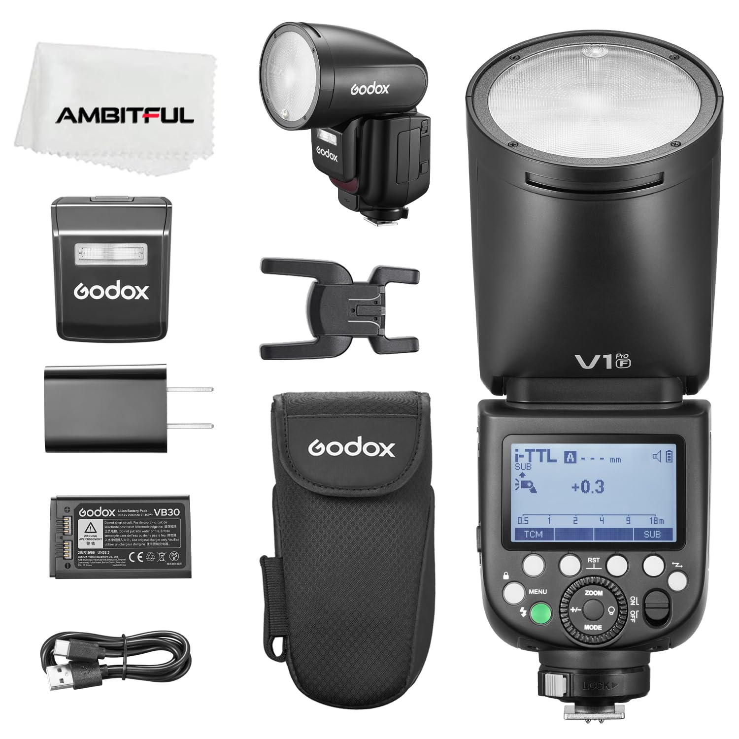 GODOX V1Pro F Round Head Camera X Wireless HSS 76Ws Round Head Camera Speedlite with External Flash for Fuji Flash, 2.4G E-TTL Lithium-Ion SU-1 чорний
GODOX V1Pro F Round Head Camera X Wireless HSS 76Ws Round Head Camera Speedlite with External Flash for Fuji Flash, 2.4G E-TTL Lithium-Ion SU-1 чорний