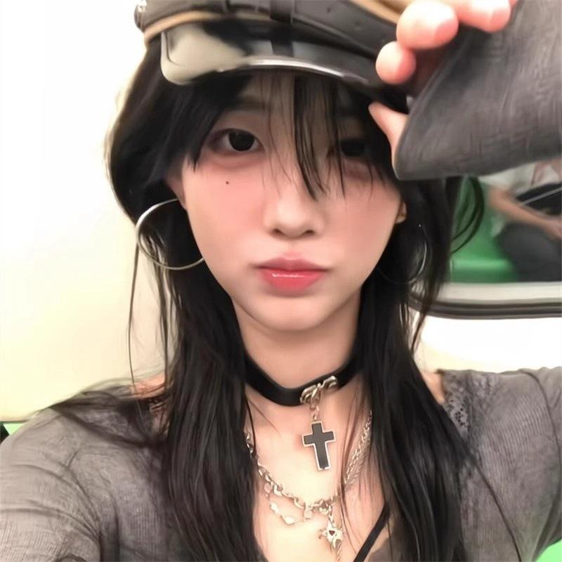 Японская субкультура крест чокер воротник женский миллениал панк гот кожа ключица цепочка шея цепь