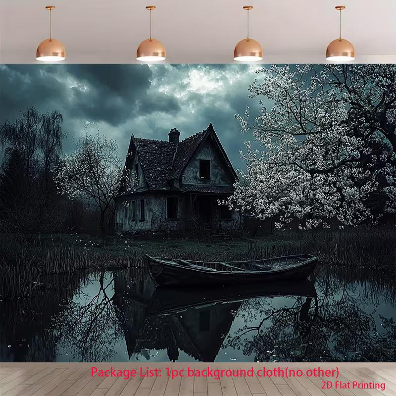 2D Spooky Old Cottage with Boat Photo Booth Backdrop Cloth for Horror Theme 47.2x31.5inch/120*80cm
2D Spooky Old Cottage with Boat Photo Booth Backdrop Cloth for Horror Theme 47.2x31.5inch/120*80cm
