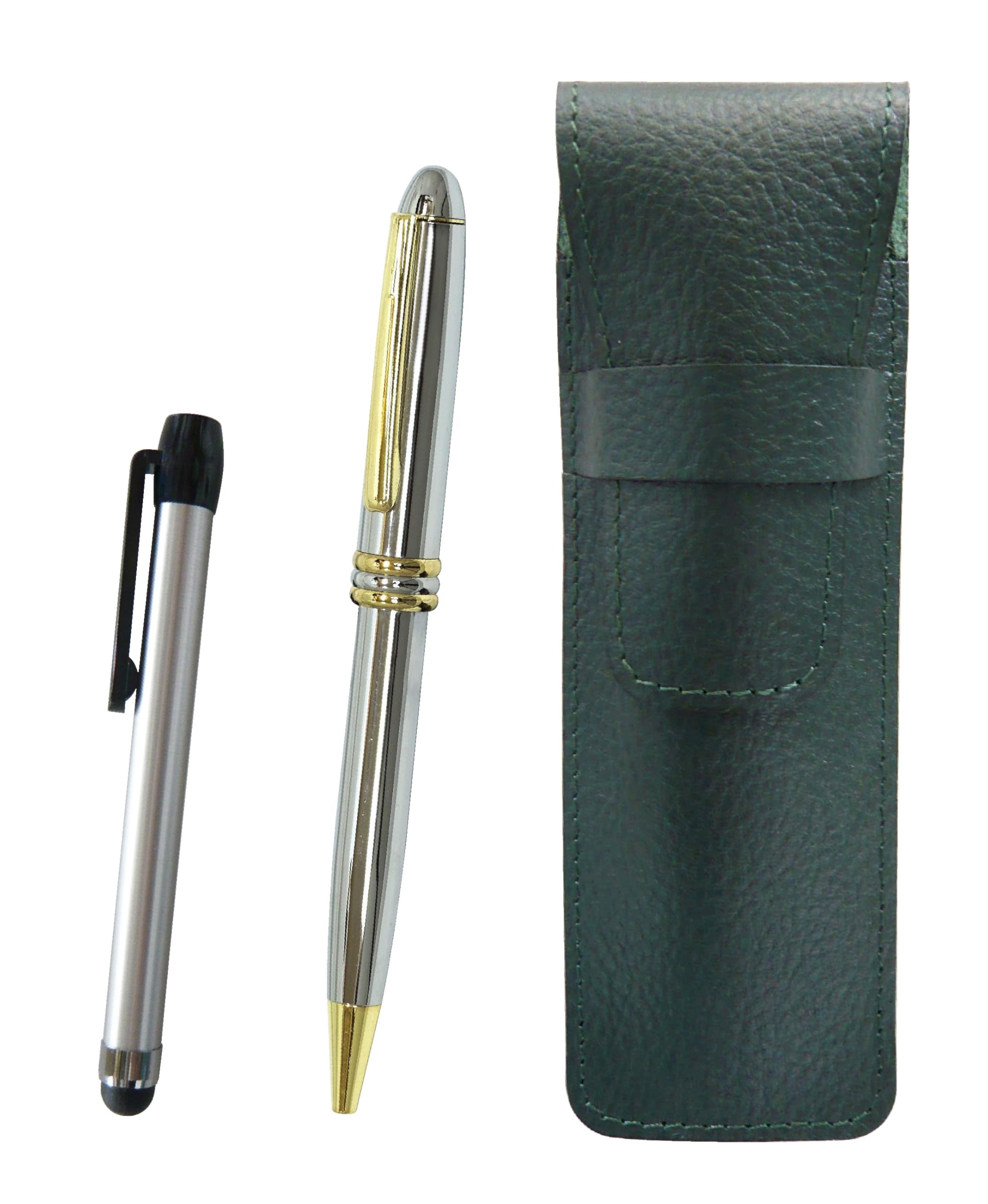 Grained leather pencil case moss green metal touch bar silver and brilliant silver rotating ballpoint pen set SASMG-ALST-PD07
Grained leather pencil case moss green metal touch bar silver and brilliant silver rotating ballpoint pen set SASMG-ALST-PD07