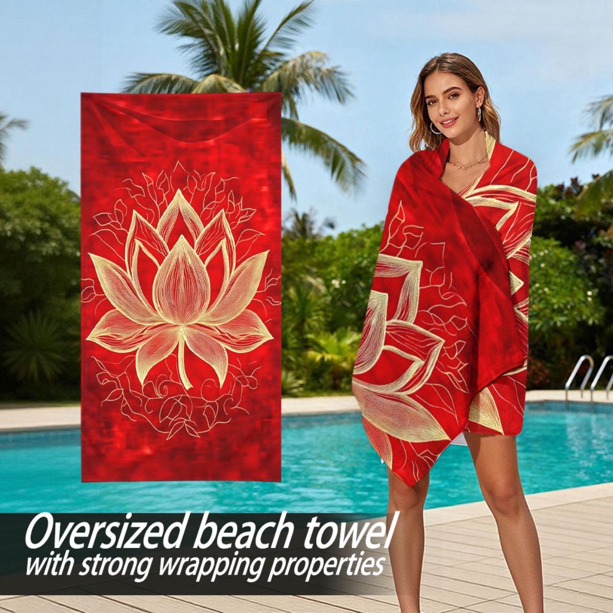 Zen-style golden lotus pattern polyester microfiber beach towel is highly absorbent, suitable for swimming and beach outings W40*H60(CM)
Zen-style golden lotus pattern polyester microfiber beach towel is highly absorbent, suitable for swimming and beach outings W40*H60(CM)