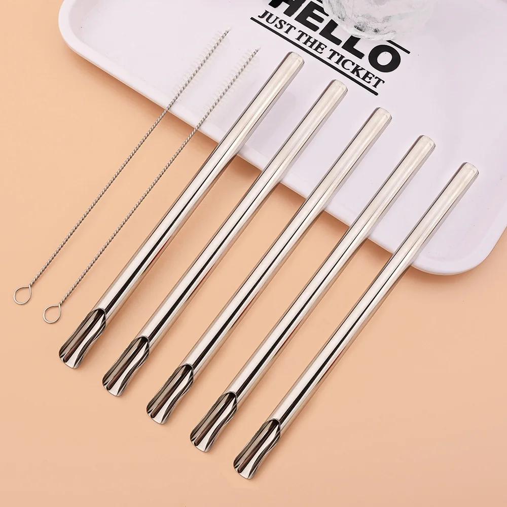 5Pcs 304 Stainless Steel Straw Reusable Pearl Milkshake Bubble Tea Straws with 2 Brush Stirring Smoothie Spoon Shaped Straw Set срібний
5Pcs 304 Stainless Steel Straw Reusable Pearl Milkshake Bubble Tea Straws with 2 Brush Stirring Smoothie Spoon Shaped Straw Set срібний