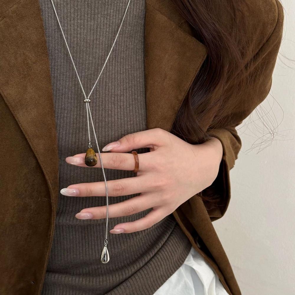 New Geometry Water Drop Tiger Eye Stone Pulling Rope Necklace for Women s Trendy Light Luxury Long Sweater Chain Accessories коричневий
New Geometry Water Drop Tiger Eye Stone Pulling Rope Necklace for Women s Trendy Light Luxury Long Sweater Chain Accessories коричневий