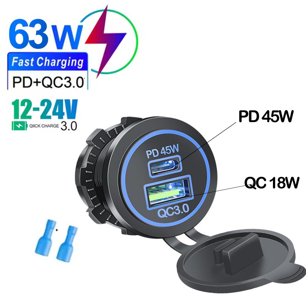 Dual USB Fast Charging Type-c USB-C Socket 12V To 5V 12-24V Charger Car Motorcycle Dual Connector Charger Adapter Outlet Power
Dual USB Fast Charging Type-c USB-C Socket 12V To 5V 12-24V Charger Car Motorcycle Dual Connector Charger Adapter Outlet Power