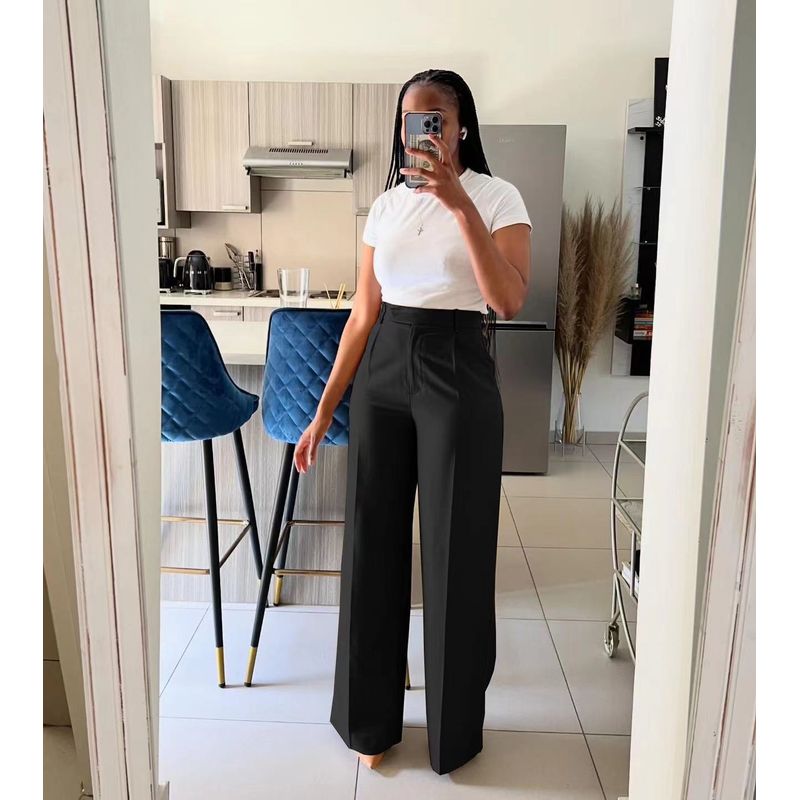 High Waist Straight Wide Leg Pants Black S
High Waist Straight Wide Leg Pants Black S