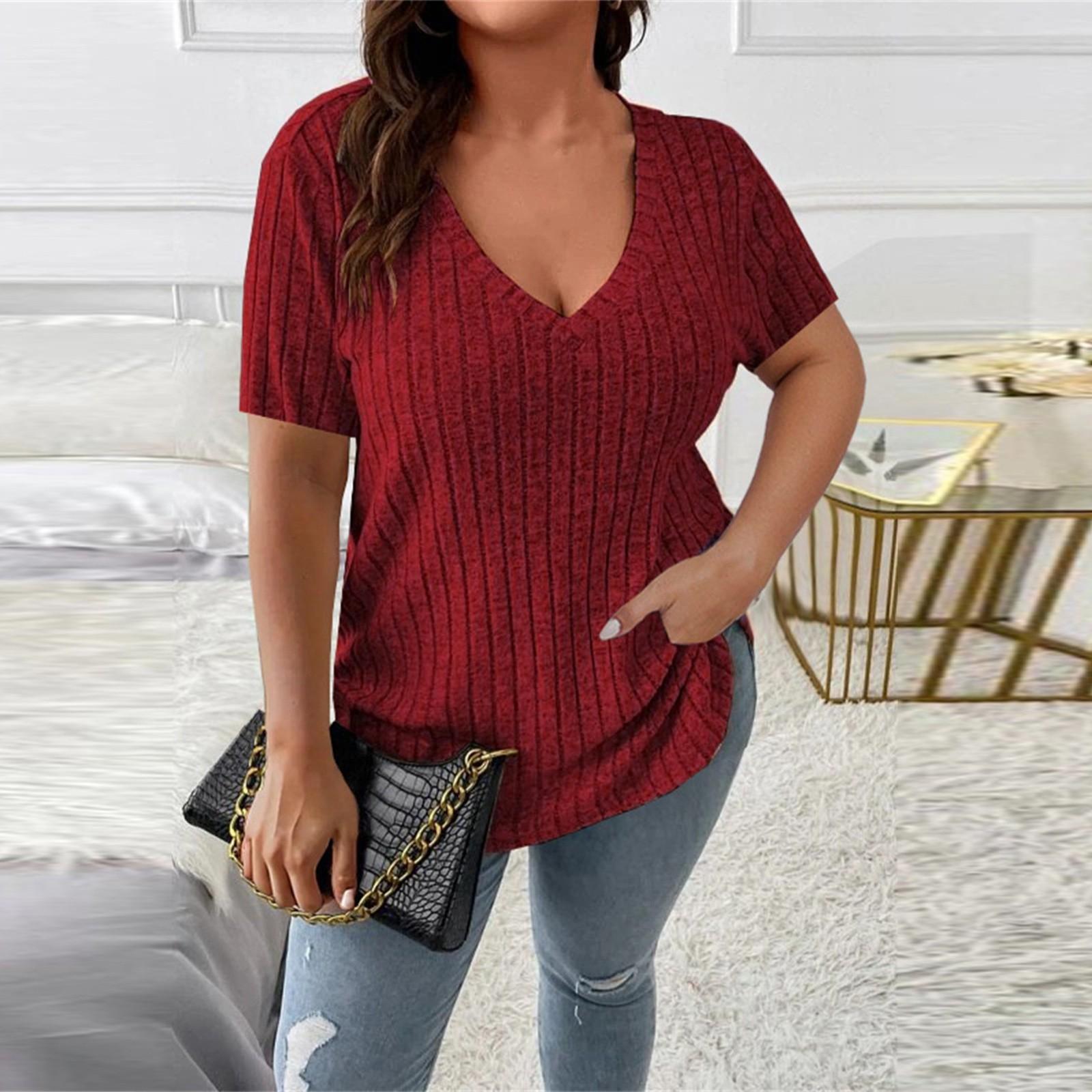 Женская свободная однотонная футболка большого размера с коротким рукавом и ложным карманом XL винный
Женская свободная однотонная футболка большого размера с коротким рукавом и ложным карманом XL винный