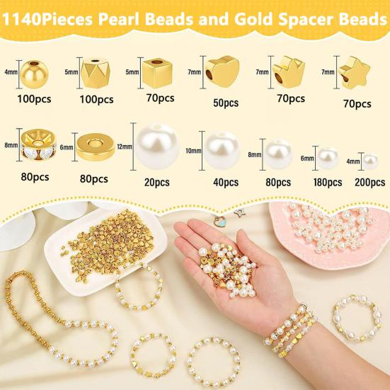 Yousheng 1140 Pcs Dazzling Faux Pearl Beads Jewelry Making Fade-Resistant Easy to Store with Holes Multi-Size Spacer Beads for DIY Bracelet Necklace
Yousheng 1140 Pcs Dazzling Faux Pearl Beads Jewelry Making Fade-Resistant Easy to Store with Holes Multi-Size Spacer Beads for DIY Bracelet Necklace