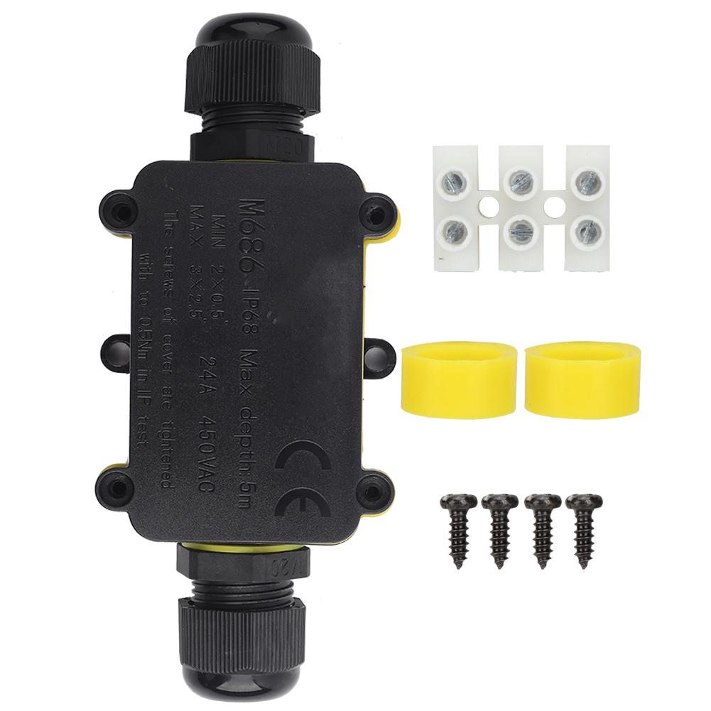 Plastic Waterproof Junction Box M686 Black Two Position Cable Connector Junction Box IP68 for LED
Plastic Waterproof Junction Box M686 Black Two Position Cable Connector Junction Box IP68 for LED