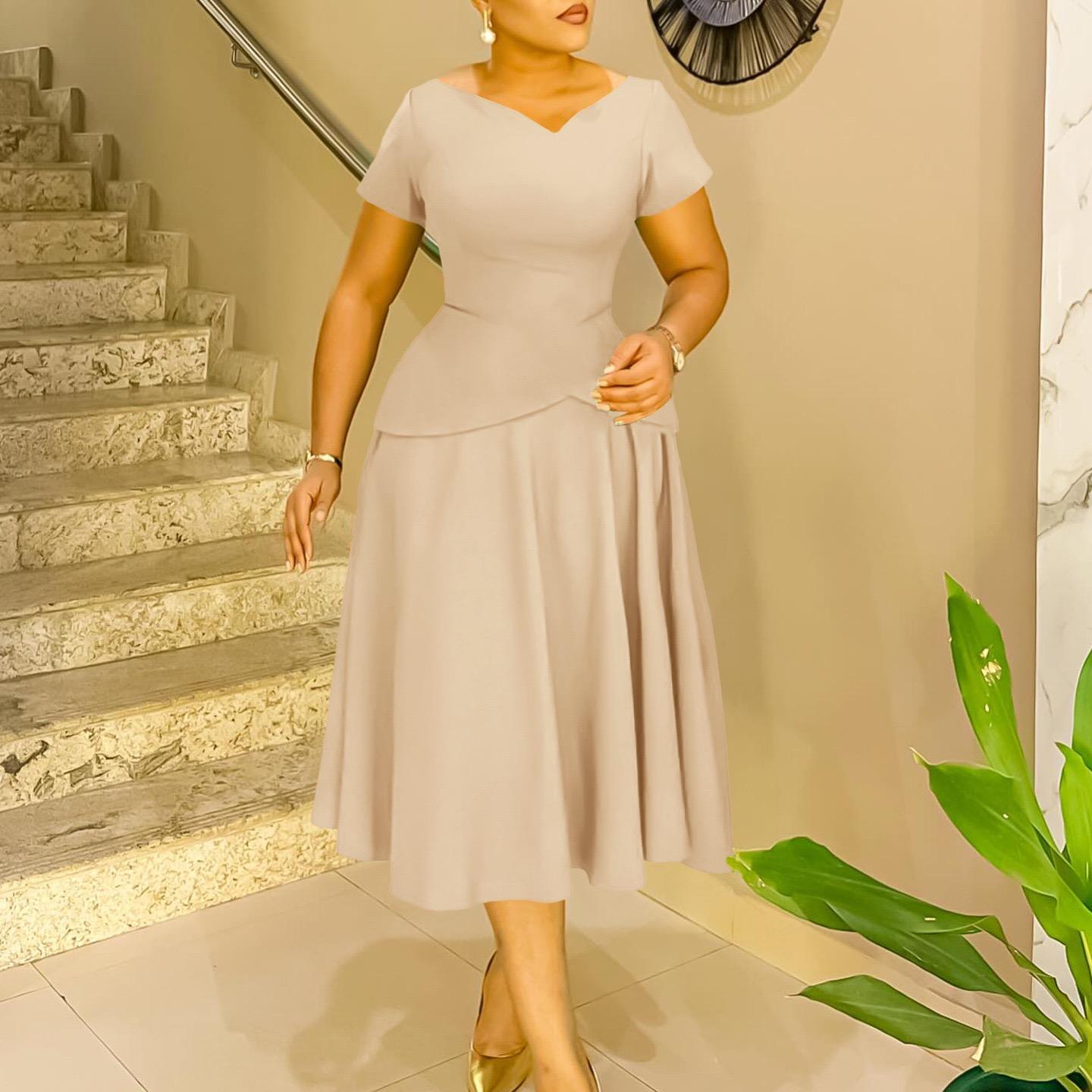 Women Short Sleeve Dresses 2026 New V Neck Solid High Waist Pleated Female Party Dress XXXL
Women Short Sleeve Dresses 2026 New V Neck Solid High Waist Pleated Female Party Dress XXXL