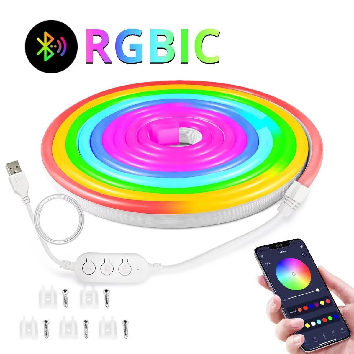 USB RGBIC 5V Неонові світлодіодні стрічки Bluetooth Fairy Lights Водонепроникна неонова світлодіодна стрічка для освітлення стіни кімнати Waterproof&1m-39.37Inch
USB RGBIC 5V Неонові світлодіодні стрічки Bluetooth Fairy Lights Водонепроникна неонова світлодіодна стрічка для освітлення стіни кімнати Waterproof&1m-39.37Inch