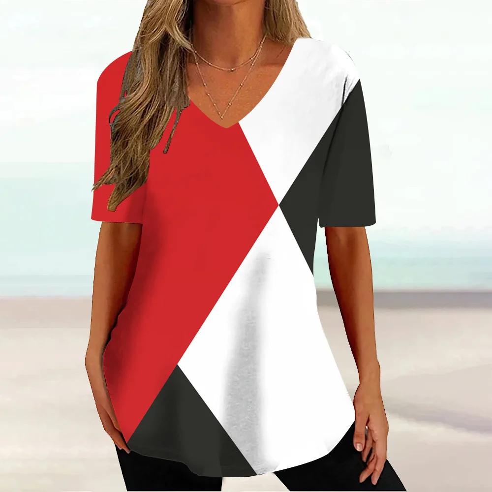 Women T-shirt Summer Striped Printed Gradient Clothing V-neck Short Sleeved Street Clothing Fashionable Plus Size Girl T-shirt 3XL
Women T-shirt Summer Striped Printed Gradient Clothing V-neck Short Sleeved Street Clothing Fashionable Plus Size Girl T-shirt 3XL