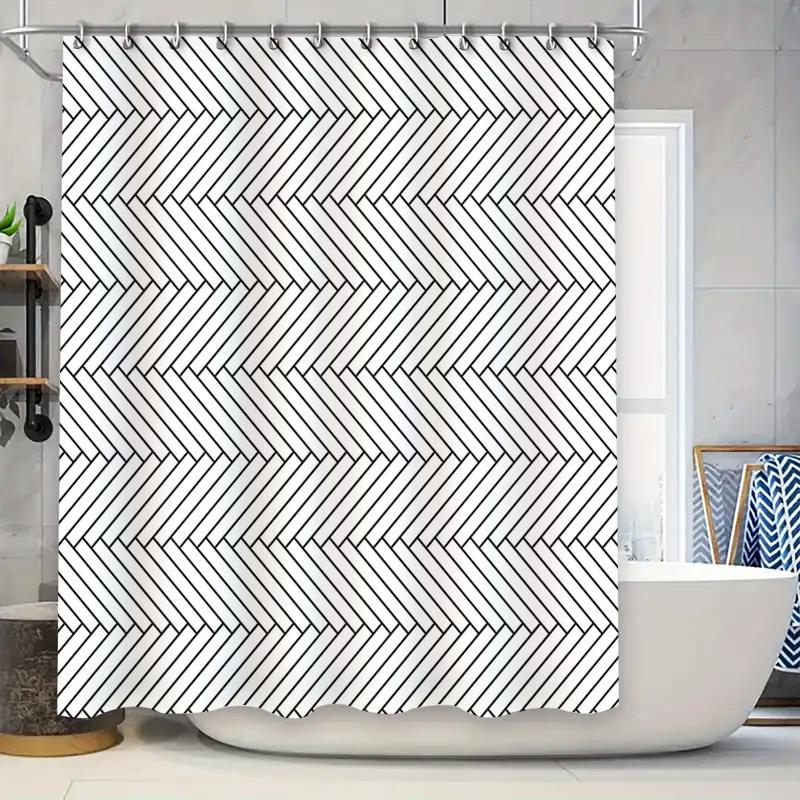 Modern Simple Black White Geometric Herringbone Bath Shower Curtain Decorative Waterproof Bathroom Fitted Tapes W60H190(CM)-1 Pcs
Modern Simple Black White Geometric Herringbone Bath Shower Curtain Decorative Waterproof Bathroom Fitted Tapes W60H190(CM)-1 Pcs