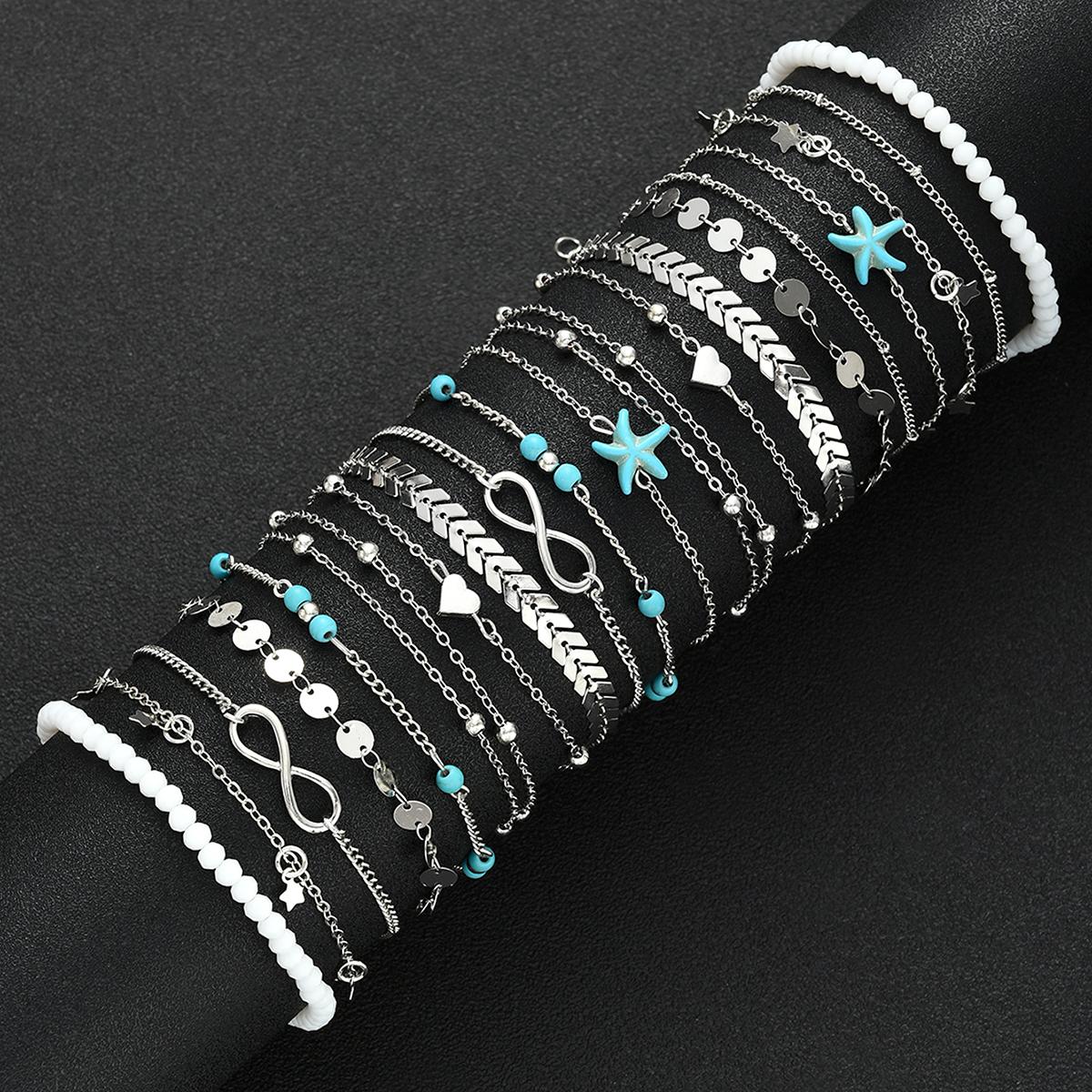 20Pcs/Set Boho Heart Imitation Pearl Anklet Sets for Women Fashion Infinity Sign Starfish Silver Color Anklets New Jewelry Gifts
20Pcs/Set Boho Heart Imitation Pearl Anklet Sets for Women Fashion Infinity Sign Starfish Silver Color Anklets New Jewelry Gifts