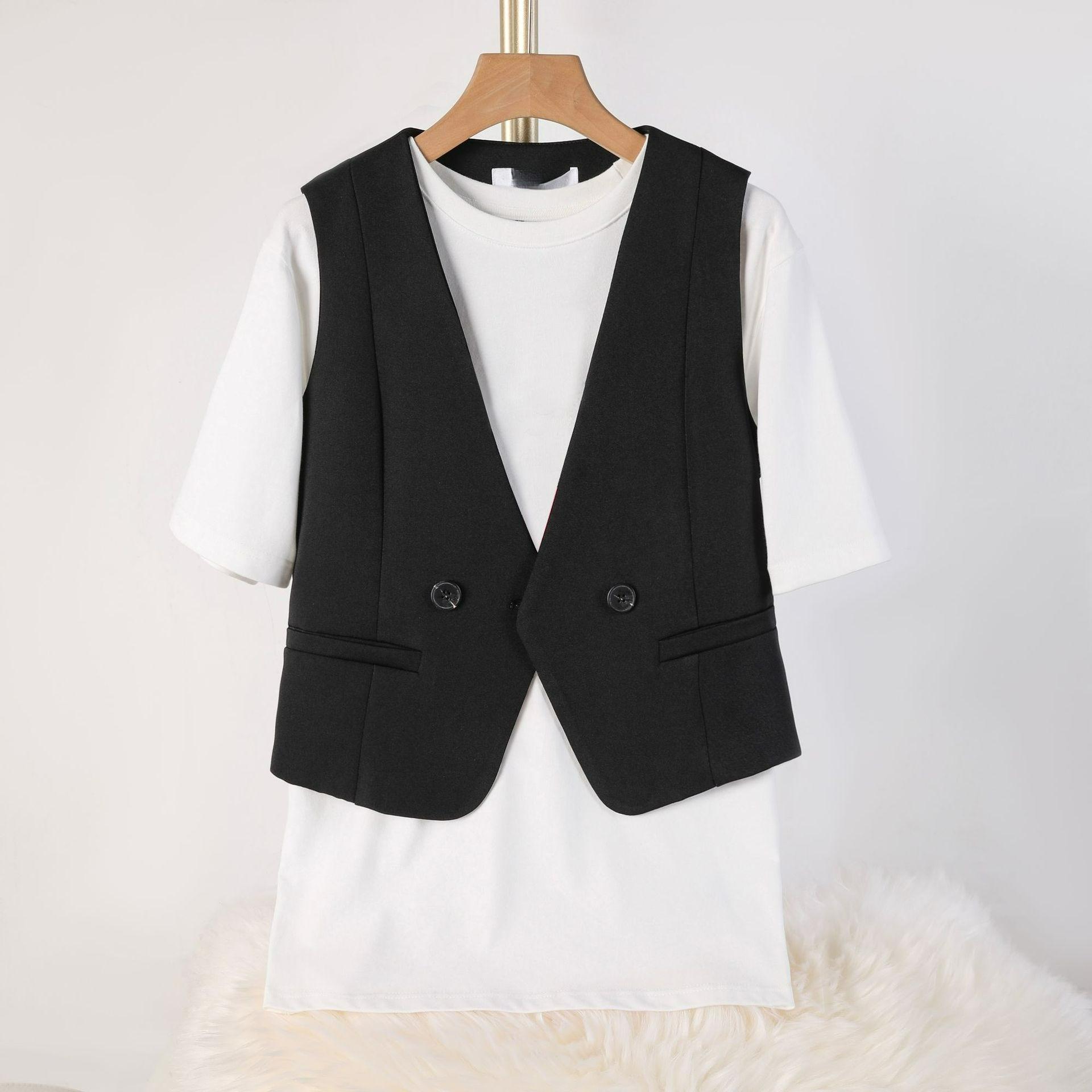 V-neck Short Slim-fit Vest Spring and Autumn Workplace Slimming Double-breasted Temperament Vest Ladies Outer Women XS чорний
V-neck Short Slim-fit Vest Spring and Autumn Workplace Slimming Double-breasted Temperament Vest Ladies Outer Women XS чорний