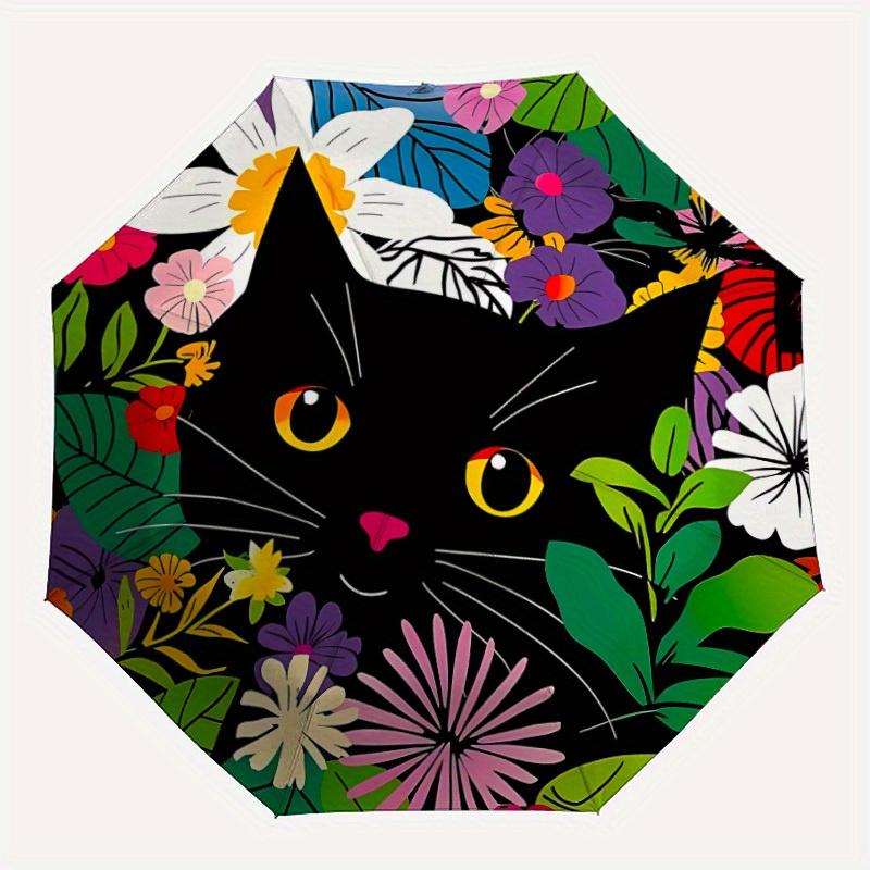 1pc Floral Cat Print Automatic Folding Umbrella - 8-Rib Iron Frame, Windproof, Portable Sunshade with Plastic Handle for Travel & Outdoor Ac
1pc Floral Cat Print Automatic Folding Umbrella - 8-Rib Iron Frame, Windproof, Portable Sunshade with Plastic Handle for Travel & Outdoor Ac