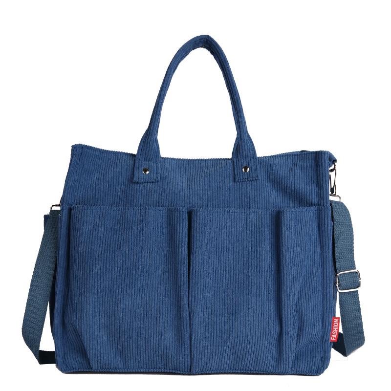 Large Capacity Lightweight Corduroy Shoulder Bag for Women: Simple Solid Color Multi-Pocket Tote синий
Large Capacity Lightweight Corduroy Shoulder Bag for Women: Simple Solid Color Multi-Pocket Tote синий