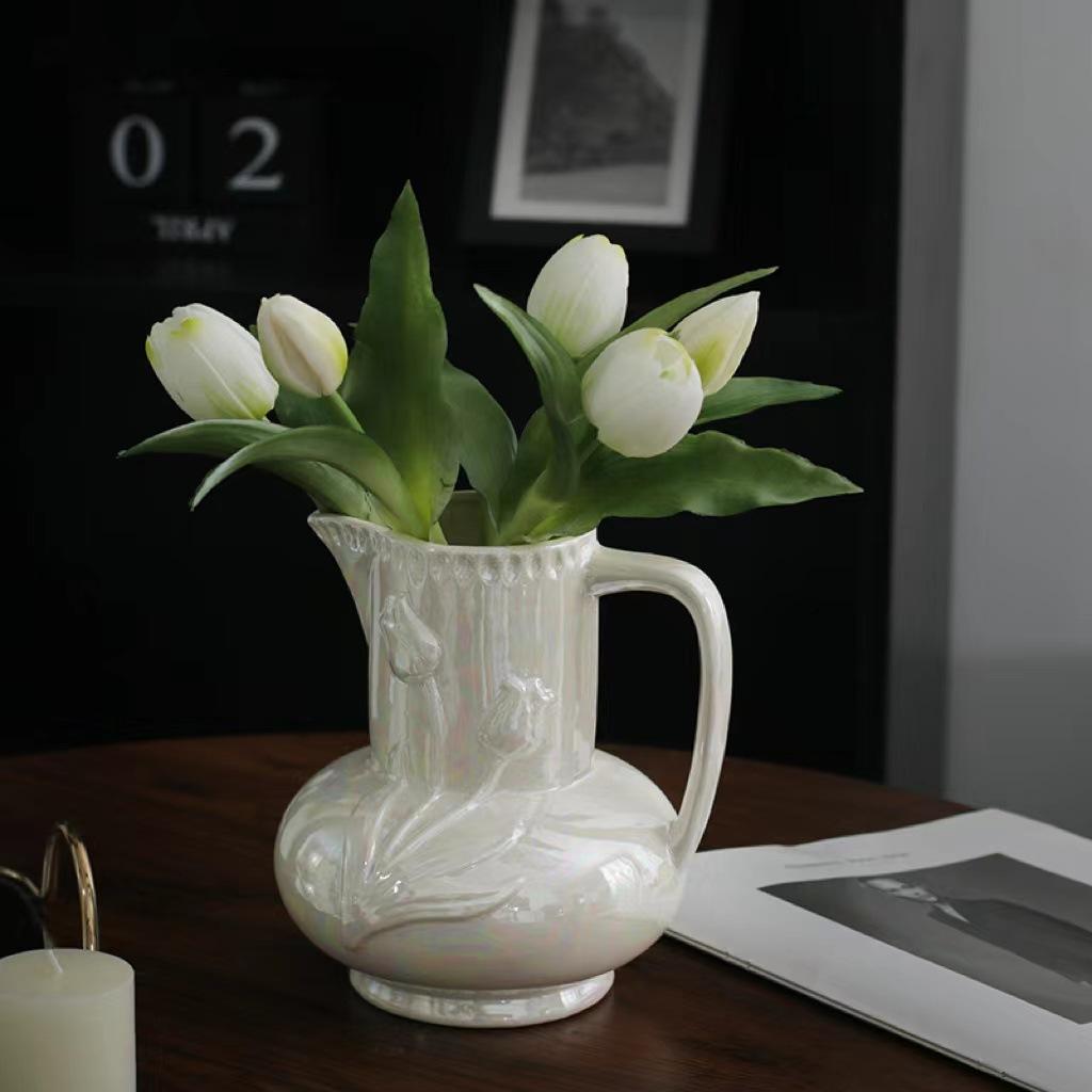 Керамическая ваза в стиле ретро в европейском стиле с перламутровым рельефом и блеском в форме чайника, цветочные композиции, аксессуары для гидропонного цветочного горшка
Керамическая ваза в стиле ретро в европейском стиле с перламутровым рельефом и блеском в форме чайника, цветочные композиции, аксессуары для гидропонного цветочного горшка