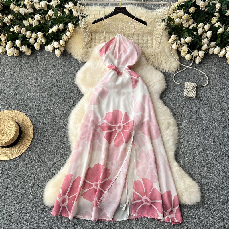 Elegant Atmosphere Fairy Long Dress Seaside Holiday Elegant Pure Desire Sexy Halter Sleeveless Split Print Dress Pink M
Elegant Atmosphere Fairy Long Dress Seaside Holiday Elegant Pure Desire Sexy Halter Sleeveless Split Print Dress Pink M