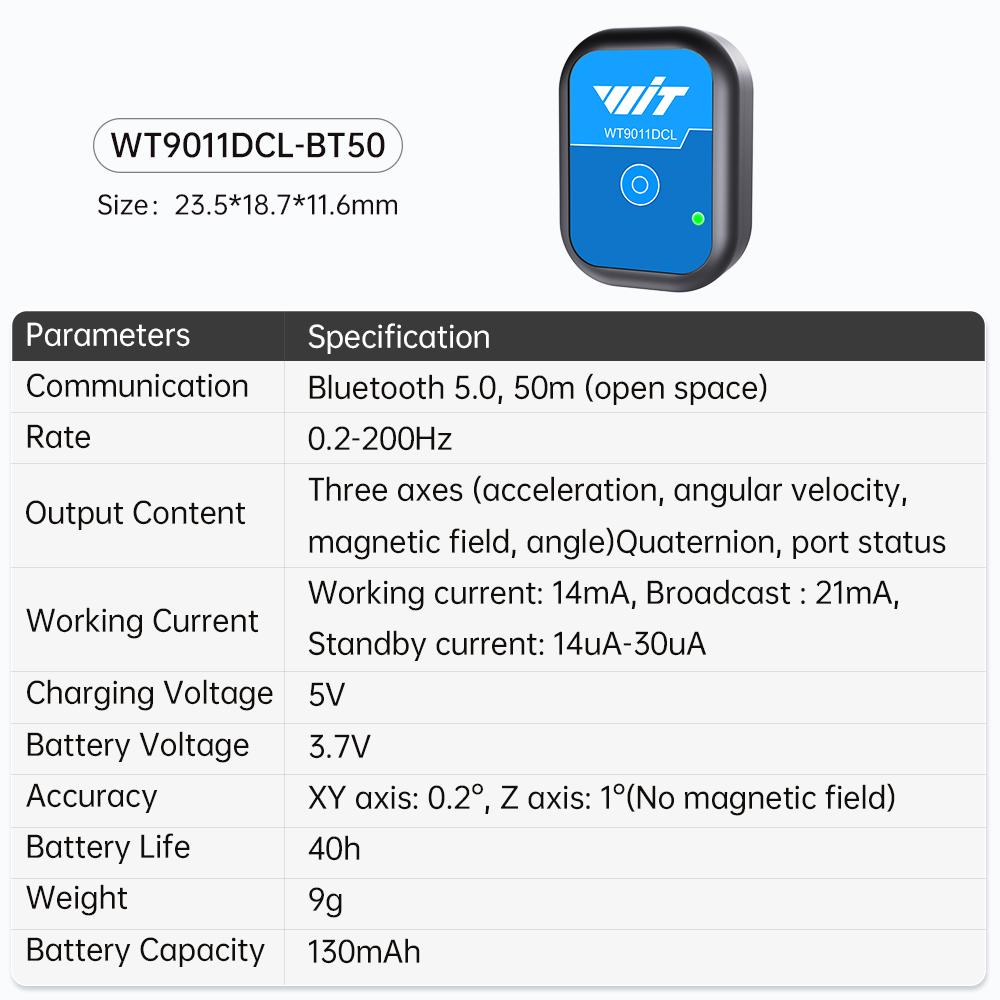 WitMotion WT9011DCL-BT50 Bluetooth 5.0 Акселерометр Гіроскоп Датчик кута Електронний компас Магнітометр Інклінометр WT9011DCL
WitMotion WT9011DCL-BT50 Bluetooth 5.0 Акселерометр Гіроскоп Датчик кута Електронний компас Магнітометр Інклінометр WT9011DCL
