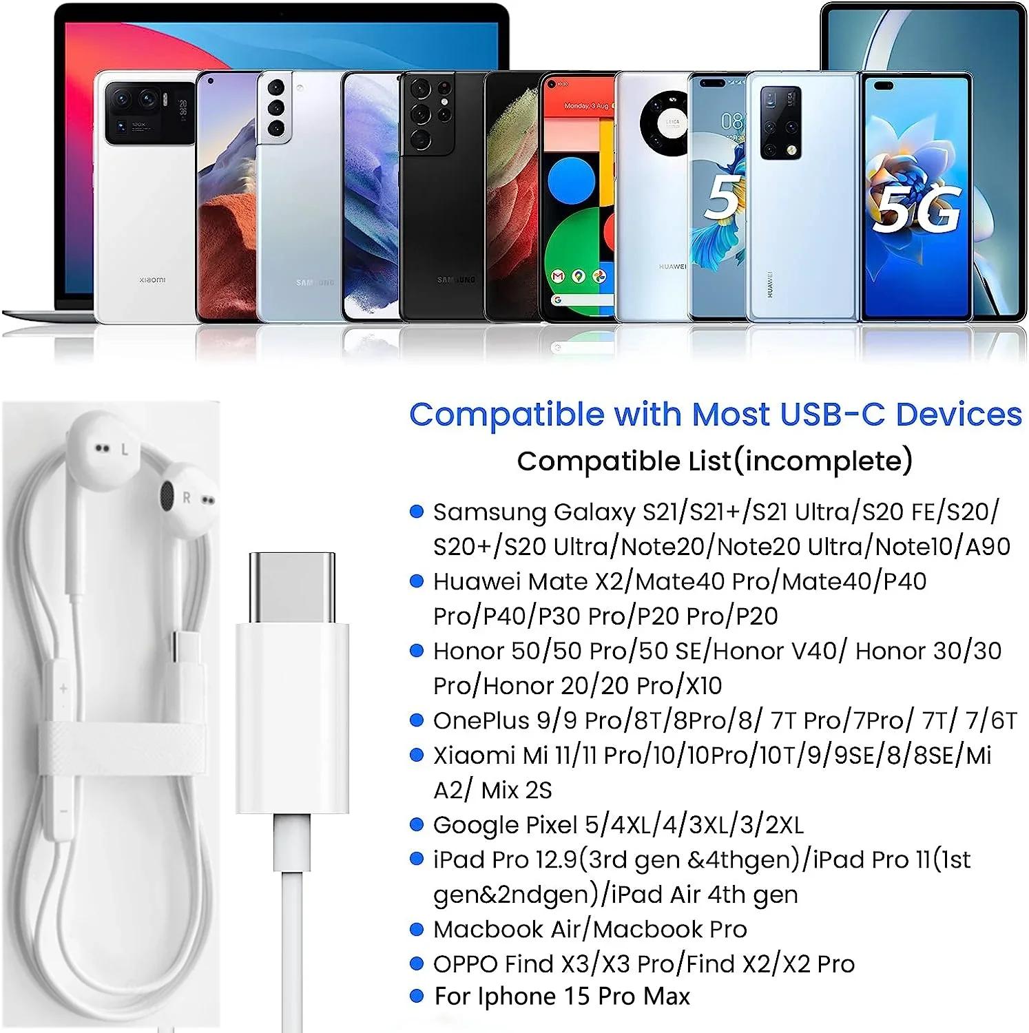 Проводные наушники типа C для iPhone 15 Pro Max, наушники-вкладыши с микрофоном для Sumsung Onepuls Xiaomi Redmi Huawei, музыкальные наушники USB C белый
Проводные наушники типа C для iPhone 15 Pro Max, наушники-вкладыши с микрофоном для Sumsung Onepuls Xiaomi Redmi Huawei, музыкальные наушники USB C белый