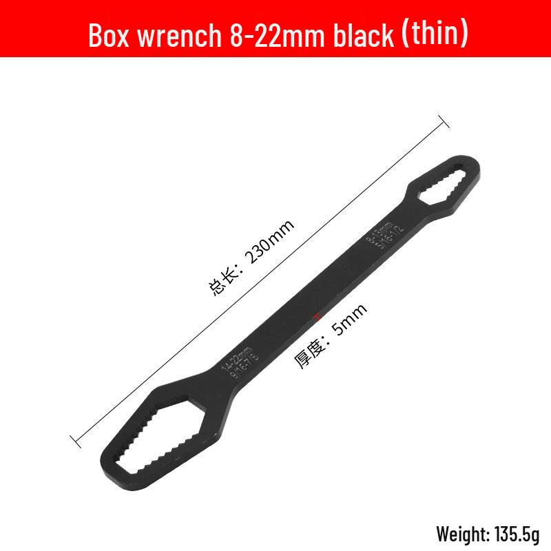 Multi-Purpose 8-22mm Self-Tightening Double-Head Wrench: Box-End & Open-End
Multi-Purpose 8-22mm Self-Tightening Double-Head Wrench: Box-End & Open-End